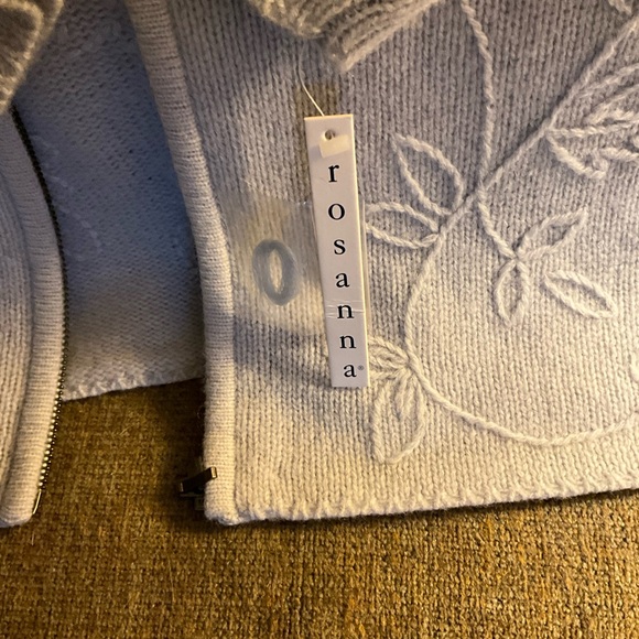 Pale Blue Rosanna Zippered Sweater, Embroidered and NWT - Picture 2 of 5